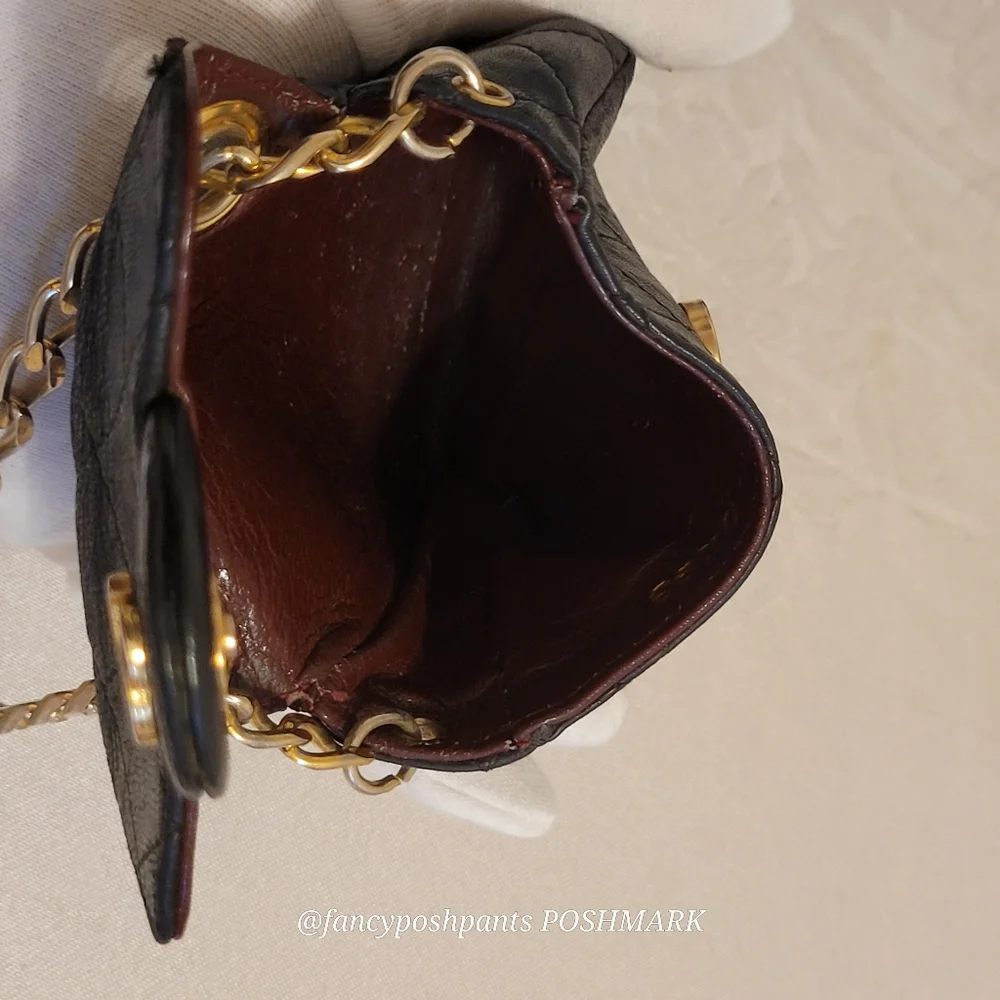CHANEL lambskin Mini Mini Matelasse Chain Pouch CC vintage made in France luxury - Picture 9 of 17